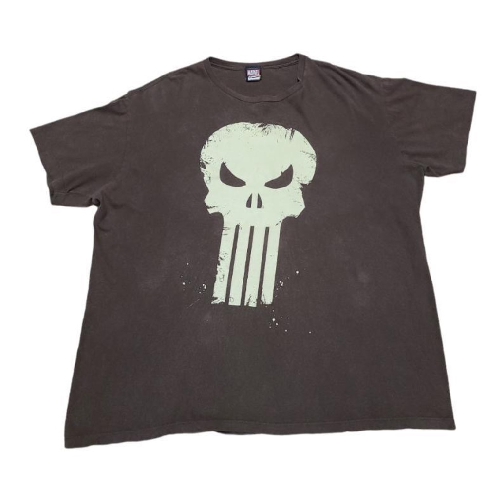 The Punisher Logo Short Sleeve Shirt Size XXL Brown Marvel